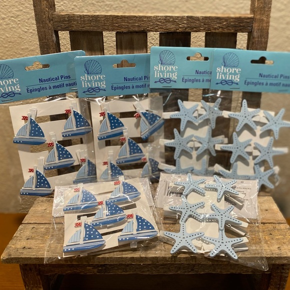 Sailboat Clips & Starfish Clips, Nautical Decorative Wood Clips, Nautical Clips - Picture 15 of 16